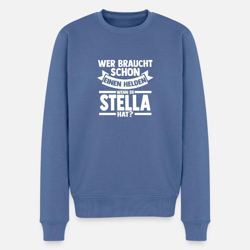 Vorname Heldin Stella - Männer Premium Bio Pullover - Taubenblau