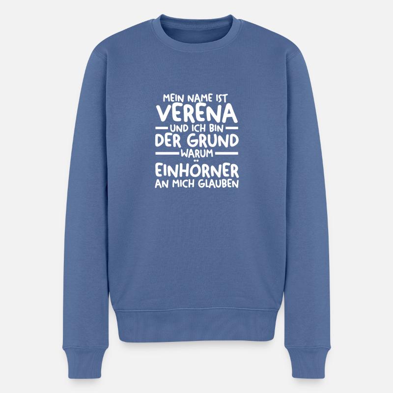 Prénom Verena - Pull Premium bio Homme - bleu pigeon