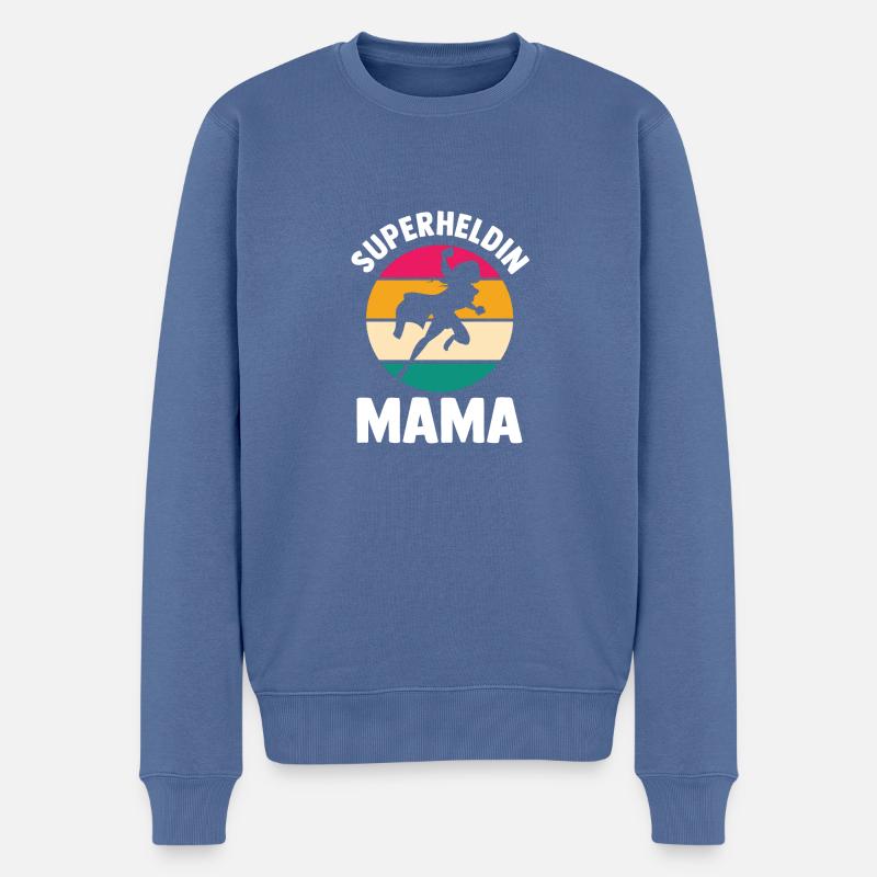 Mutter Superheldin Mama - Männer Premium Bio Pullover - Taubenblau