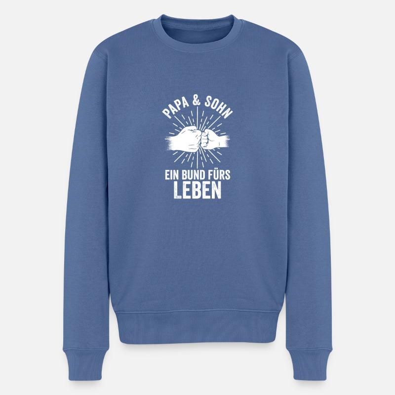 Père, père et fils - Pull Premium bio Homme - bleu pigeon