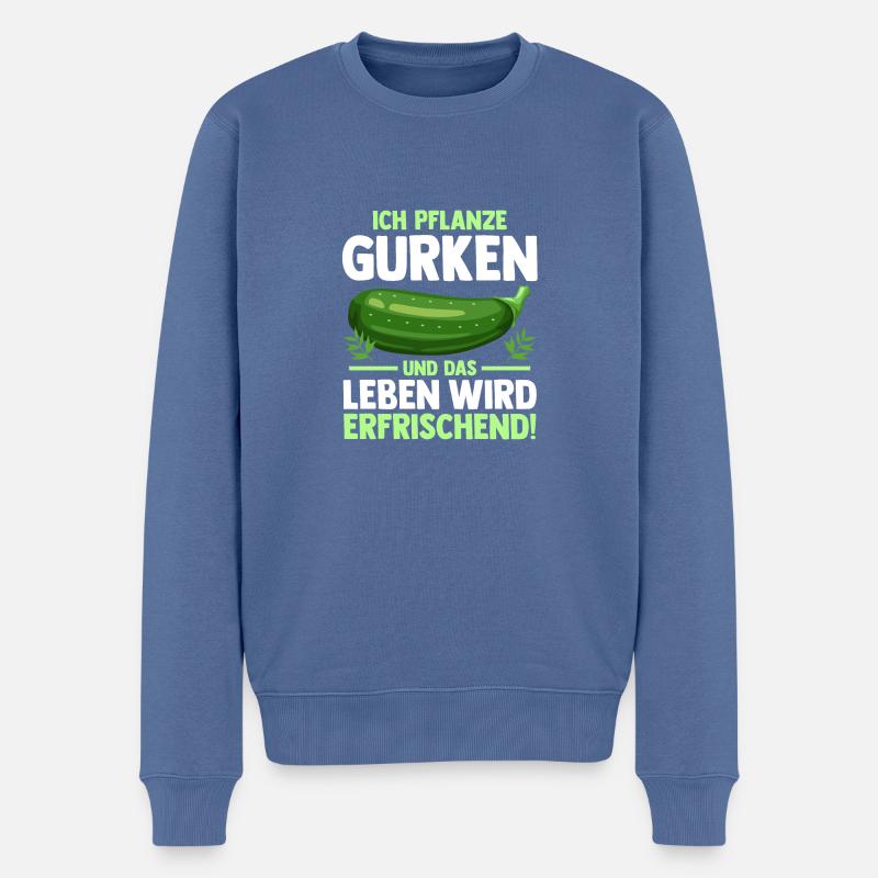 Jardinier Concombre Jardin fermier - Pull Premium bio Homme - bleu pigeon