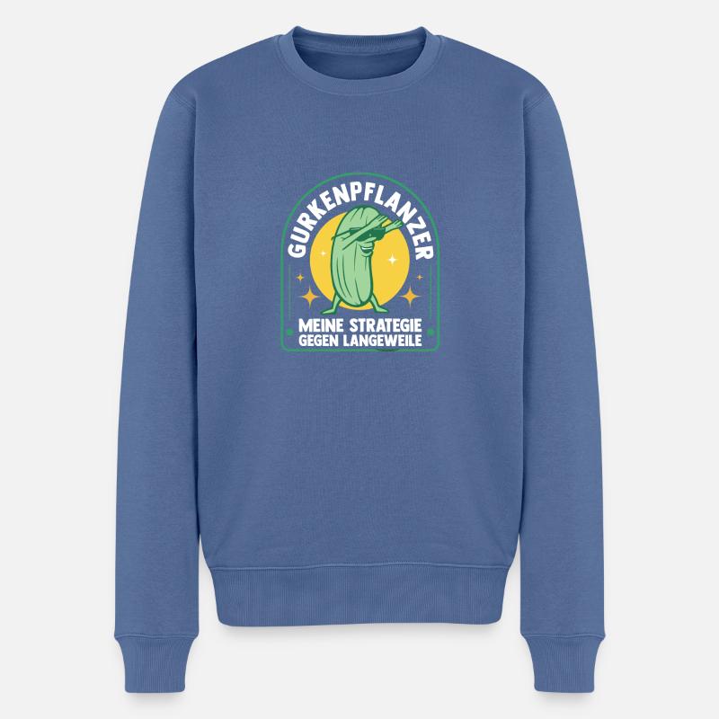 Jardinier Concombre Jardin fermier - Pull Premium bio Homme - bleu pigeon