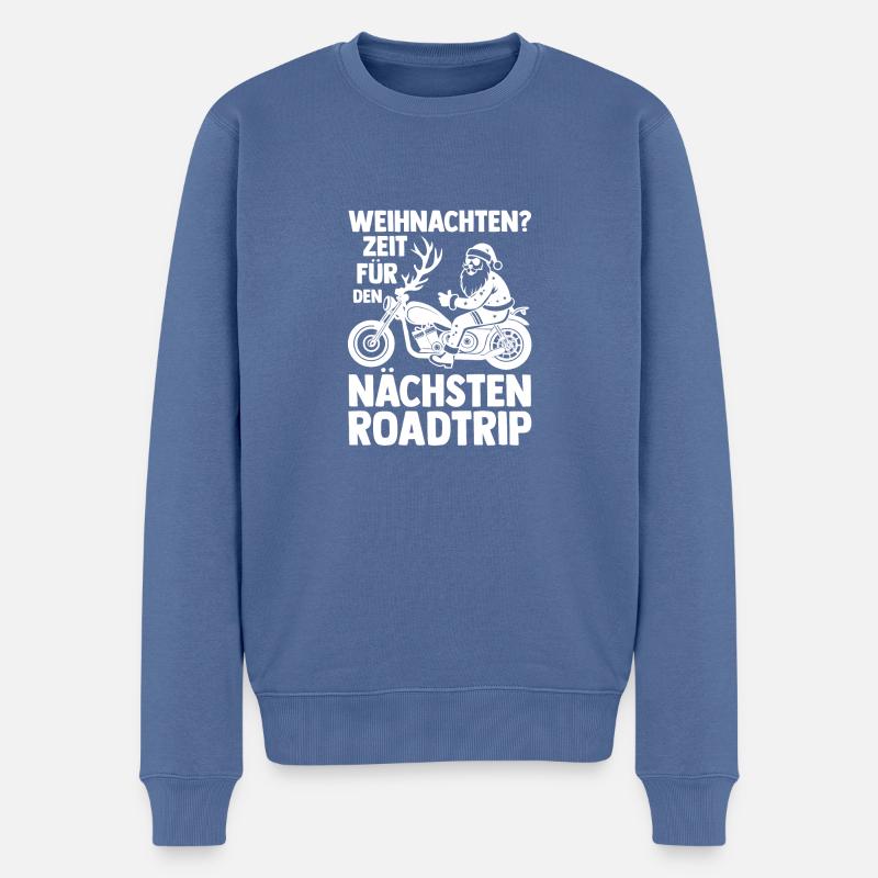 Weihnachtsmann Motorrad Weihnachtsfest Weihnachten - Männer Premium Bio Pullover - Taubenblau
