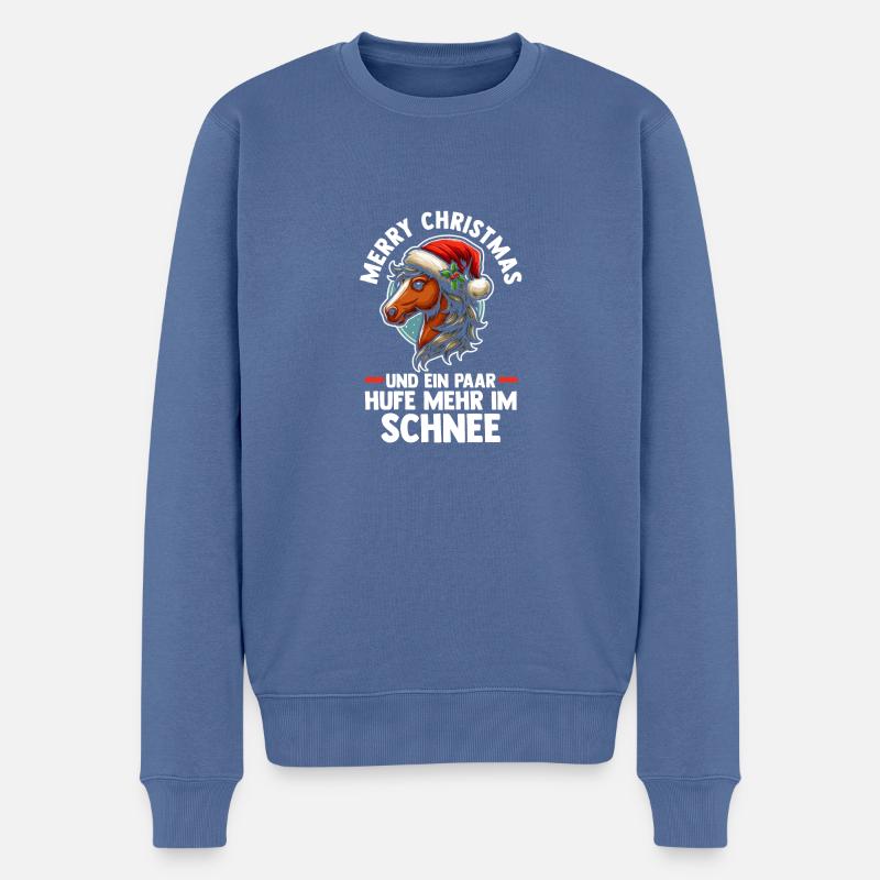 Weihnachtsmann Weihnachten Reiten Reiterin Pferde - Männer Premium Bio Pullover - Taubenblau