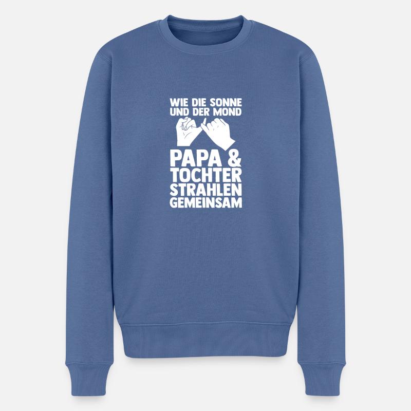 Papa Und Tochter - Männer Premium Bio Pullover - Taubenblau