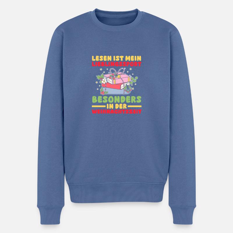 Weihnachtsmann Weihnachten Lesen Bücher - Männer Premium Bio Pullover - Taubenblau