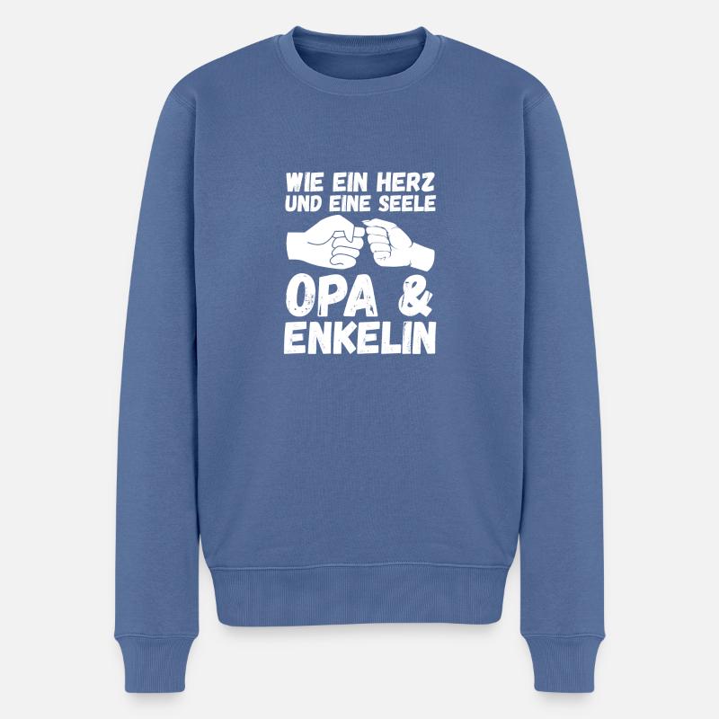 Papi et petite-fille - Pull Premium bio Homme - bleu pigeon