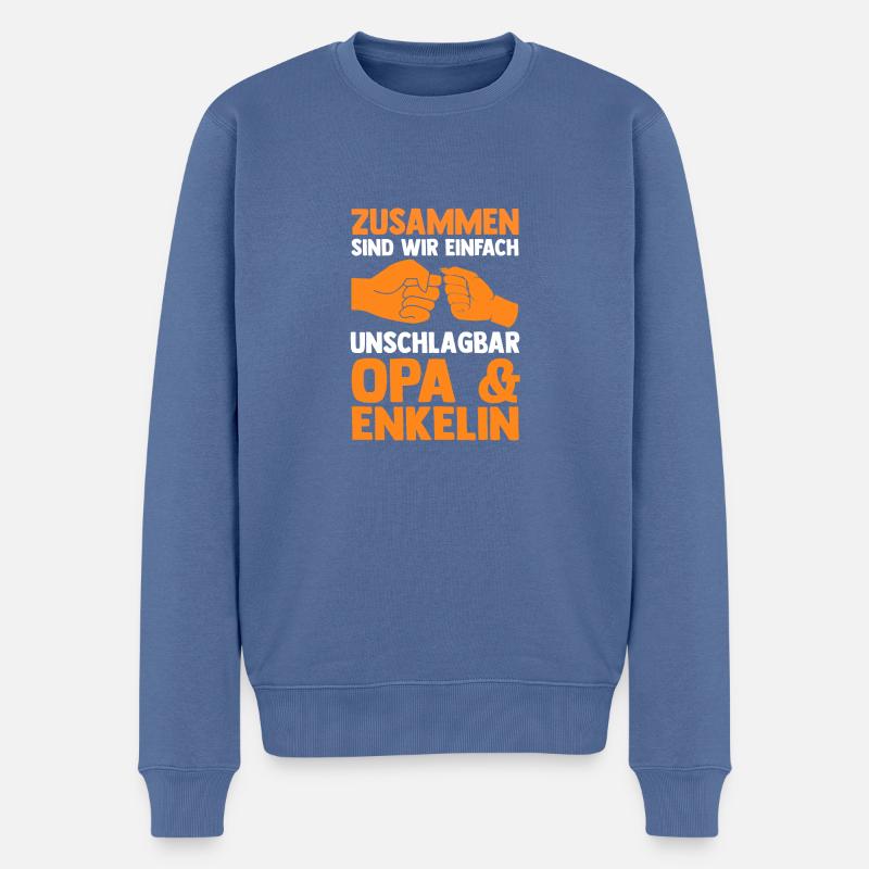 Papi et petite-fille - Pull Premium bio Homme - bleu pigeon