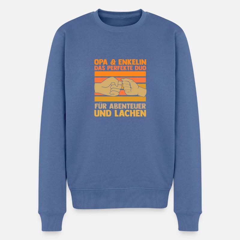 Papi et petite-fille - Pull Premium bio Homme - bleu pigeon