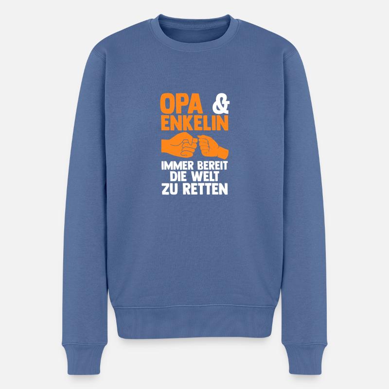 Opa Und Enkelin - Männer Premium Bio Pullover - Taubenblau