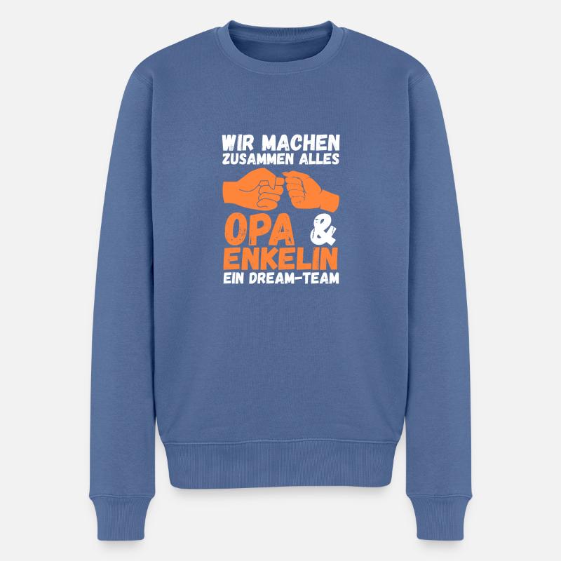 Opa Und Enkel - Männer Premium Bio Pullover - Taubenblau