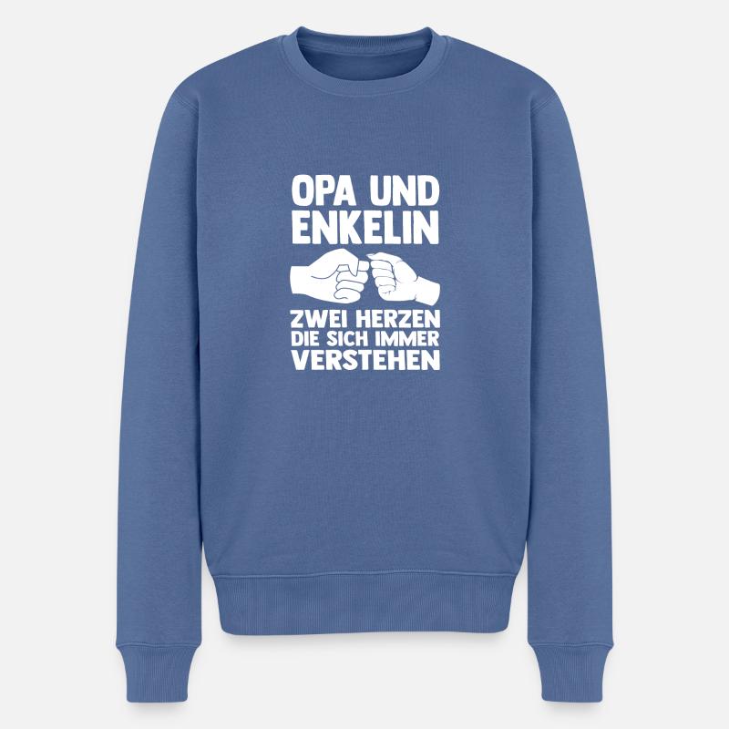 Papi et petite-fille - Pull Premium bio Homme - bleu pigeon