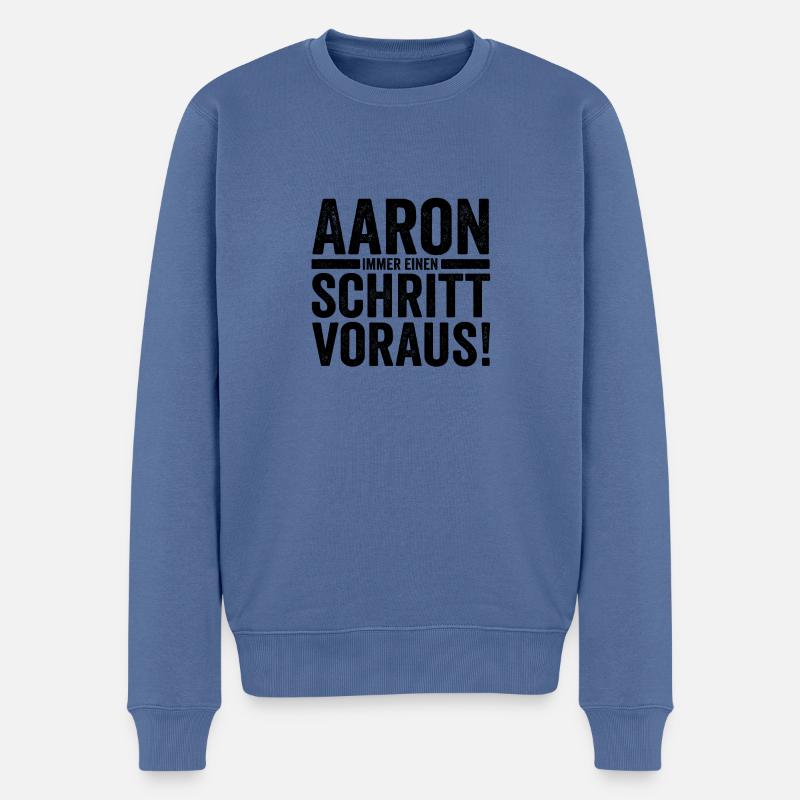 Vorname Aaron - Männer Premium Bio Pullover - Taubenblau