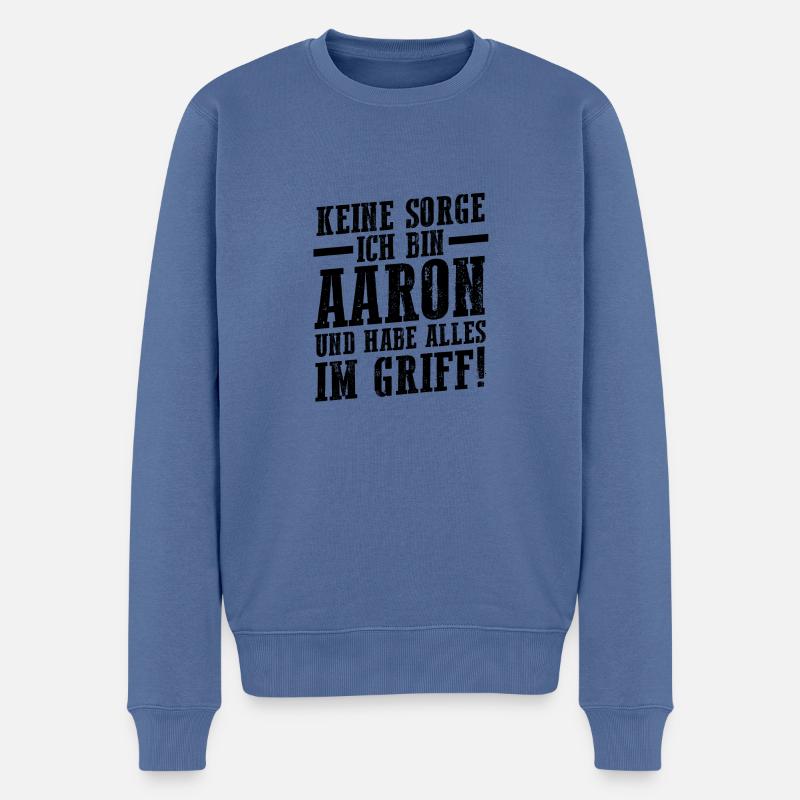 Vorname Aaron - Männer Premium Bio Pullover - Taubenblau