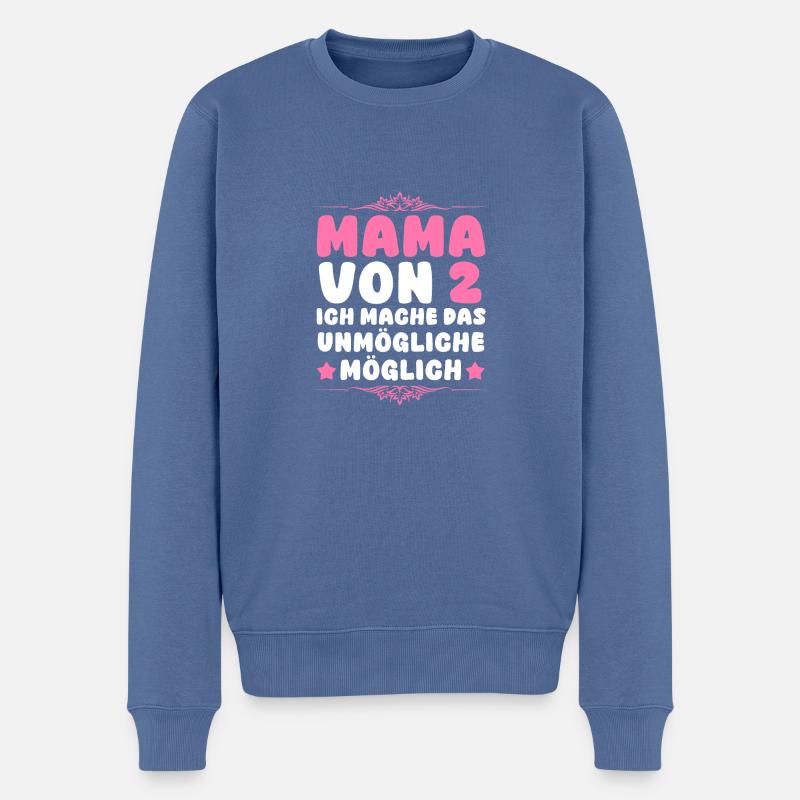 Maman de 2 enfants - Pull Premium bio Homme - bleu pigeon