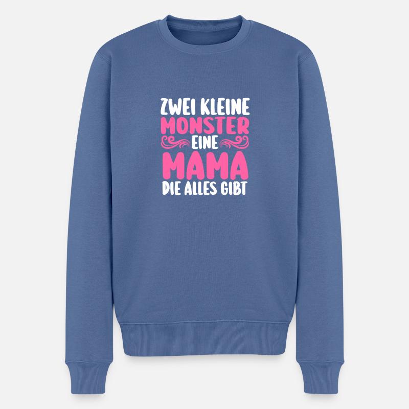 Mama Von 2 Kindern - Männer Premium Bio Pullover - Taubenblau