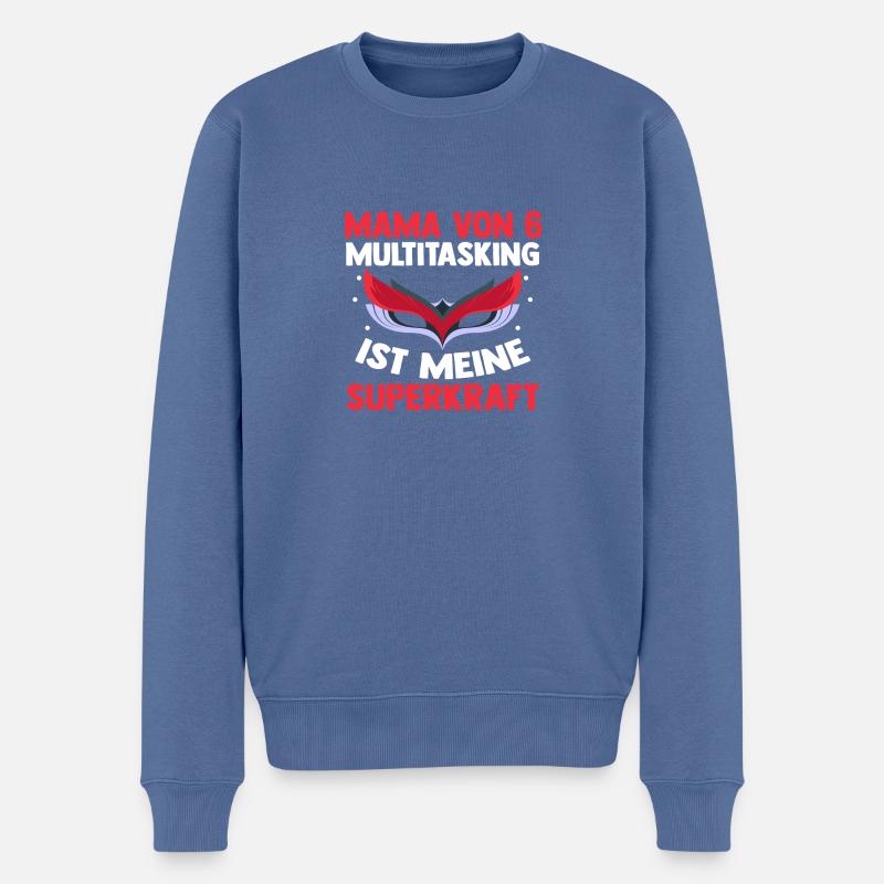 Mama Von 6 Kindern - Männer Premium Bio Pullover - Taubenblau
