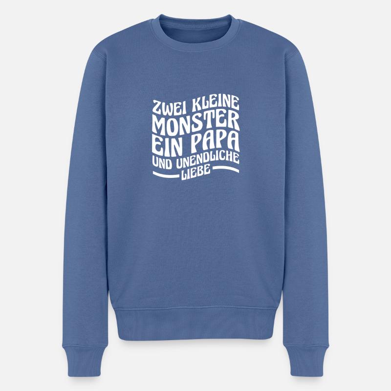 Père de 2 enfants - Pull Premium bio Homme - bleu pigeon