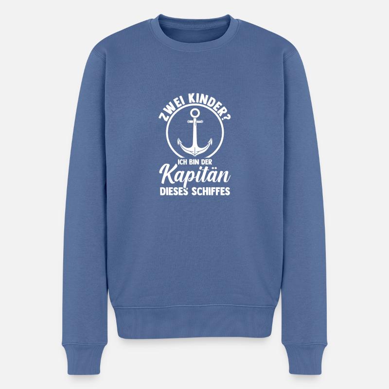 Père de 2 enfants - Pull Premium bio Homme - bleu pigeon