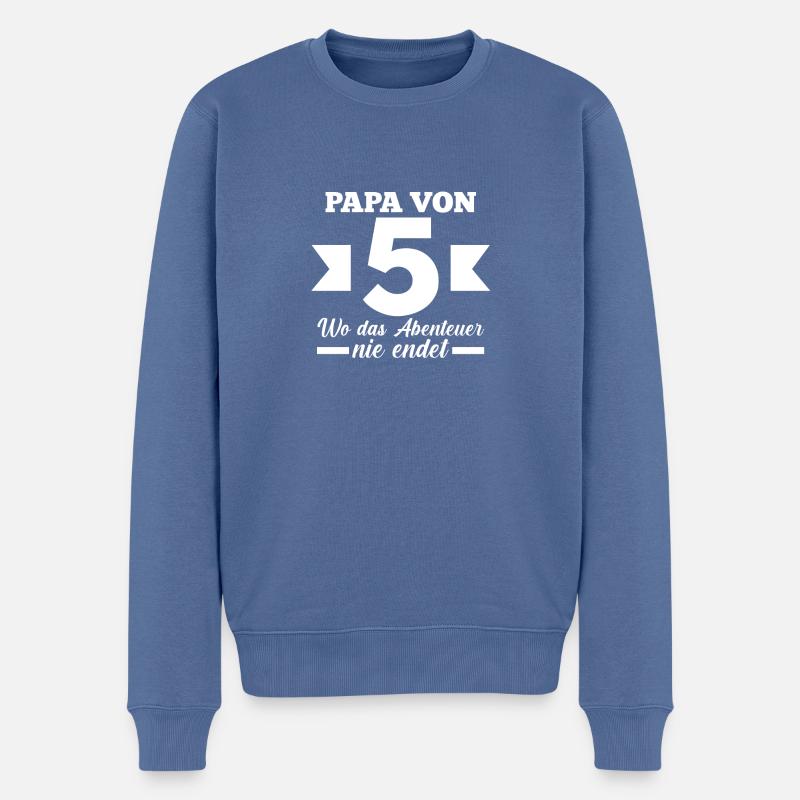 Papa de 5 enfants - Pull Premium bio Homme - bleu pigeon