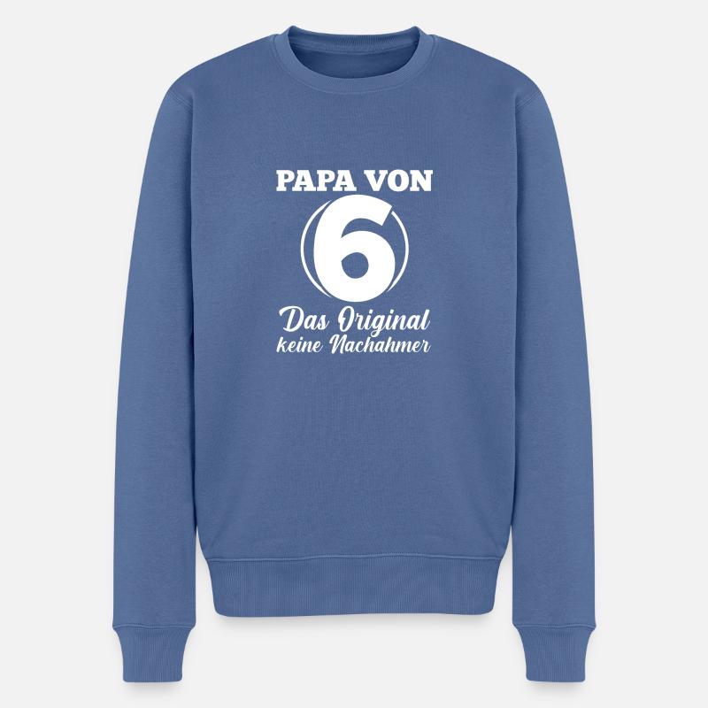 Père de 6 enfants - Pull Premium bio Homme - bleu pigeon