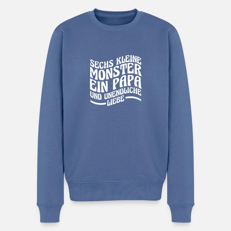 Papa Von 6 Kindern - Männer Premium Bio Pullover - Taubenblau