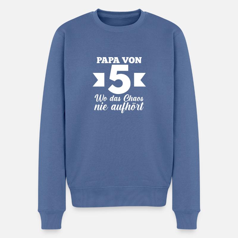 Papa de 5 enfants - Pull Premium bio Homme - bleu pigeon