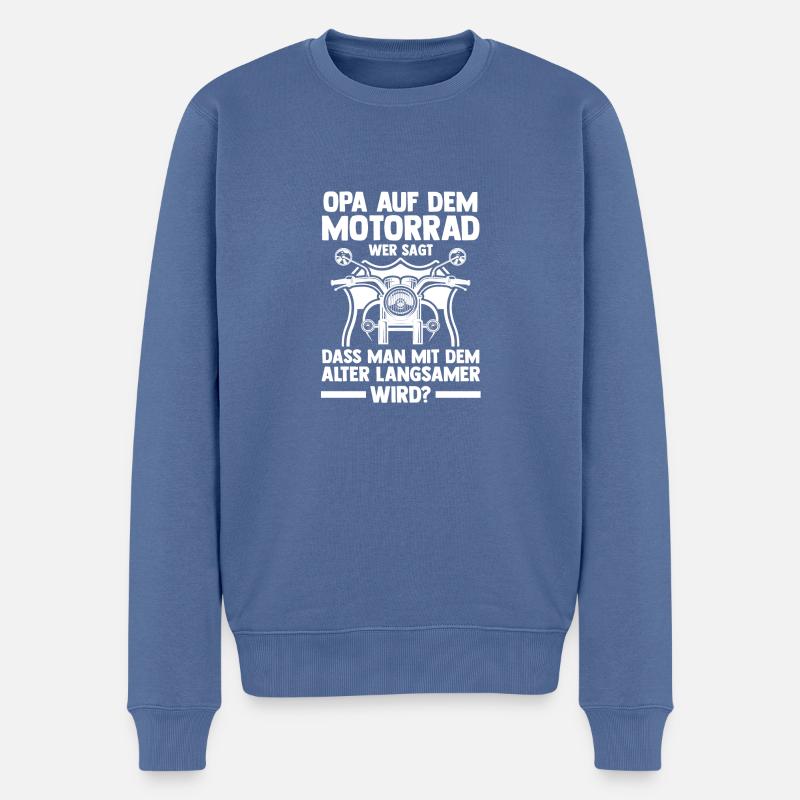 Papi Moto Grand-père Motard - Pull Premium bio Homme - bleu pigeon