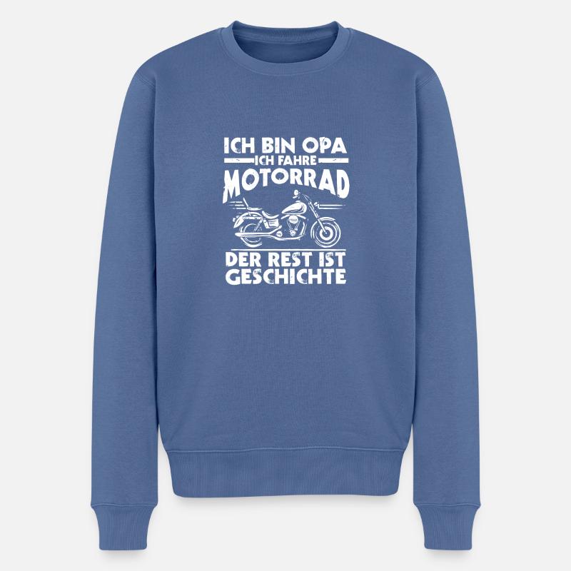 Papi Moto Grand-père Motard - Pull Premium bio Homme - bleu pigeon