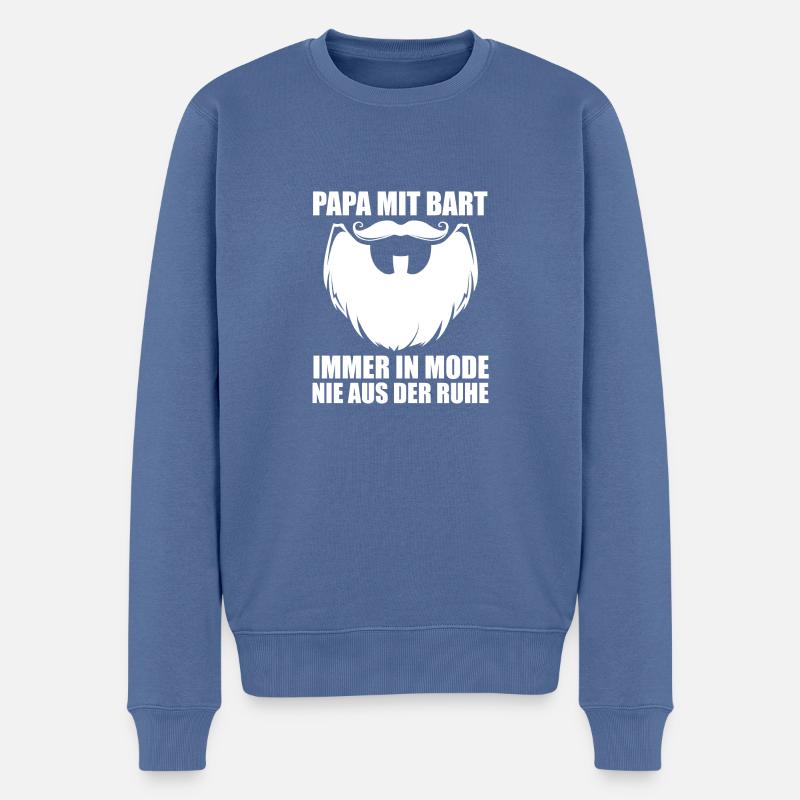 Papa avec une barbe - Pull Premium bio Homme - bleu pigeon