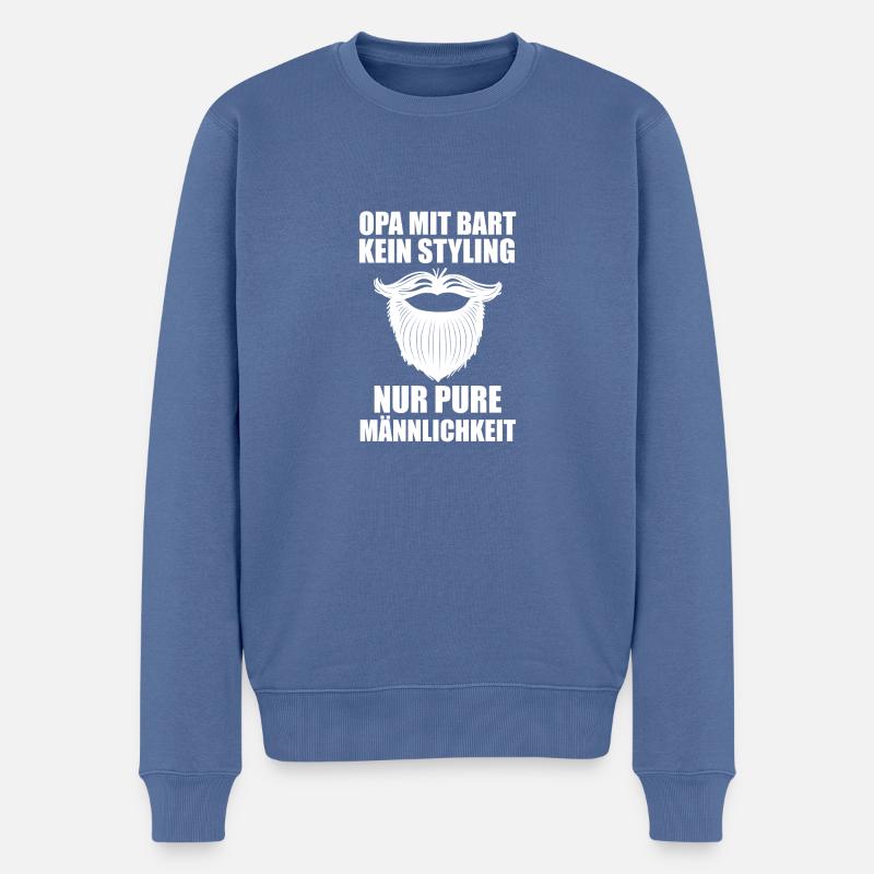 Opa Mit Bart - Männer Premium Bio Pullover - Taubenblau