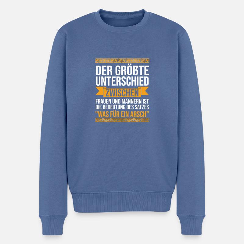 La différence de taille entre les femmes et les hommes - Pull Premium bio Homme - bleu pigeon