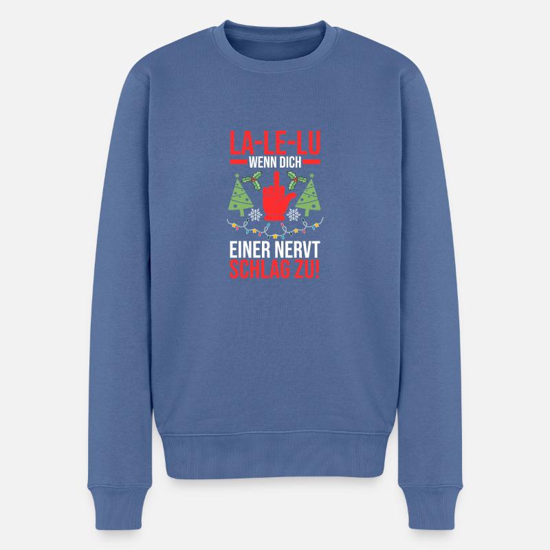 Weihnachtsmann Mittelfinger Weihnachten - Männer Premium Bio Pullover - Taubenblau