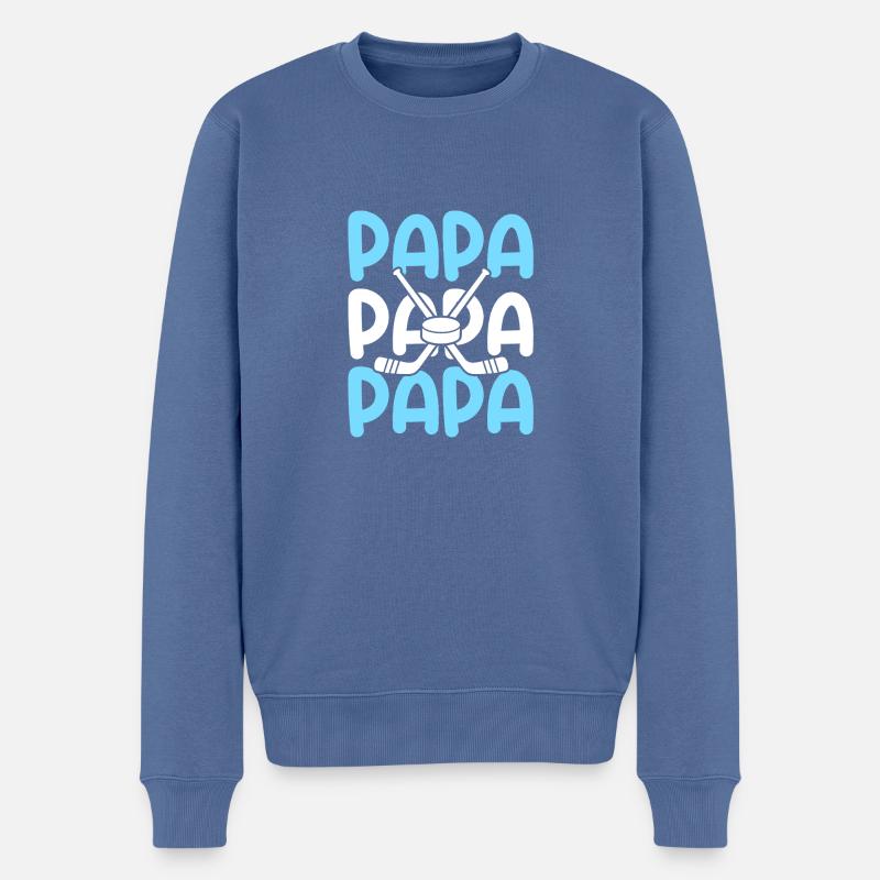 Eishockeyspieler Papa Vater Eishockey - Männer Premium Bio Pullover - Taubenblau