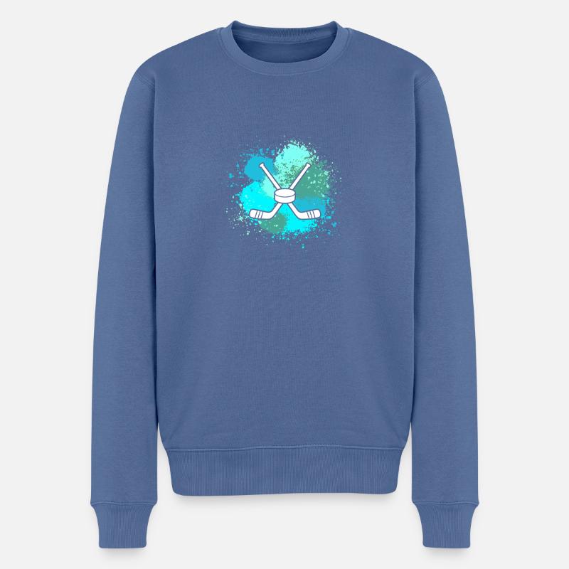 Eishockeyspieler Eishockey - Männer Premium Bio Pullover - Taubenblau