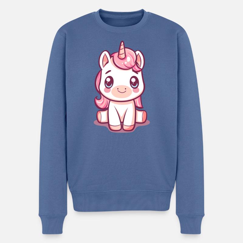 Baby-Einhorn - Männer Premium Bio Pullover - Taubenblau