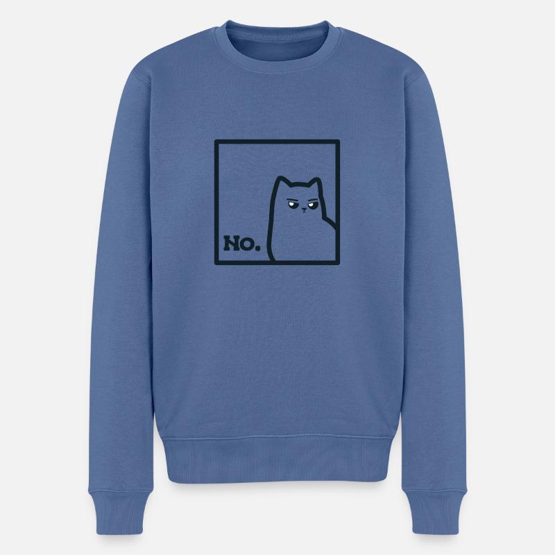 Katze "No." - Männer Premium Bio Pullover - Taubenblau