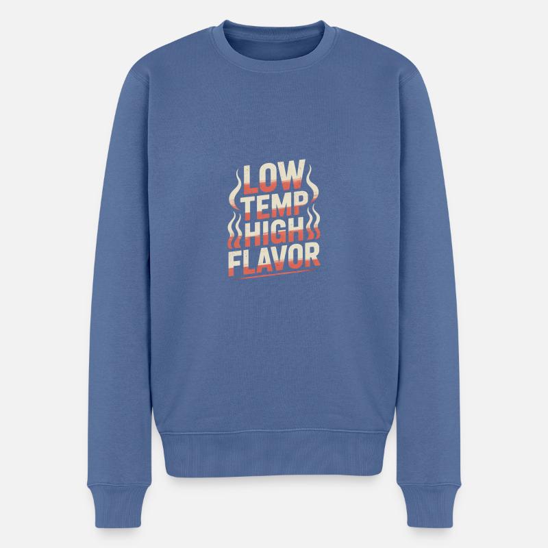 Fumage de la viande à basse température et grande saveur - Pull Premium bio Homme - bleu pigeon