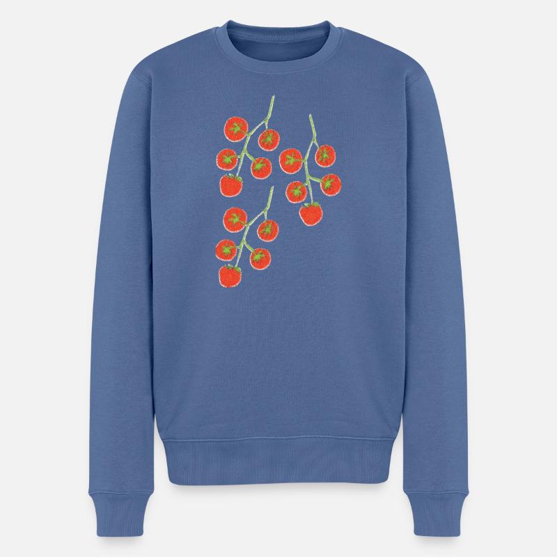 tomatenstrauch impressionismus - Männer Premium Bio Pullover - Taubenblau