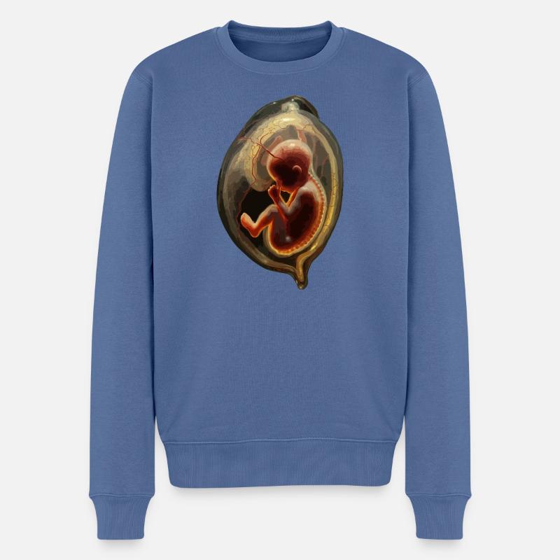 Embryo-Silhouette in der Gebärmutter - Männer Premium Bio Pullover - Taubenblau