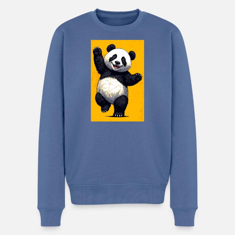 Panda - Männer Premium Bio Pullover - Taubenblau