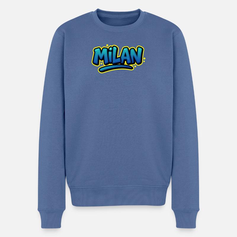 Graffiti Prénom Léon imprimable sur tout ! - Pull Premium bio Homme - bleu pigeon