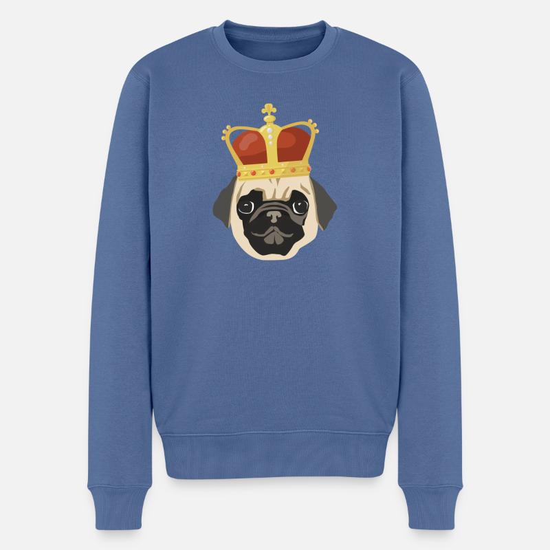 Pug King - Männer Premium Bio Pullover - Taubenblau