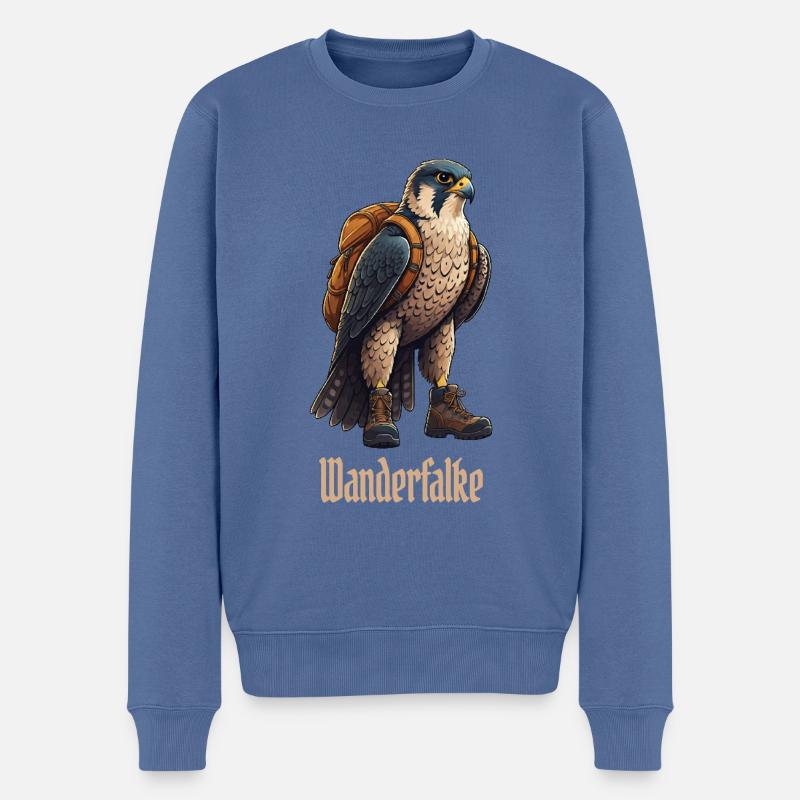 Wanderfalke Wandern Falke - Männer Premium Bio Pullover - Taubenblau