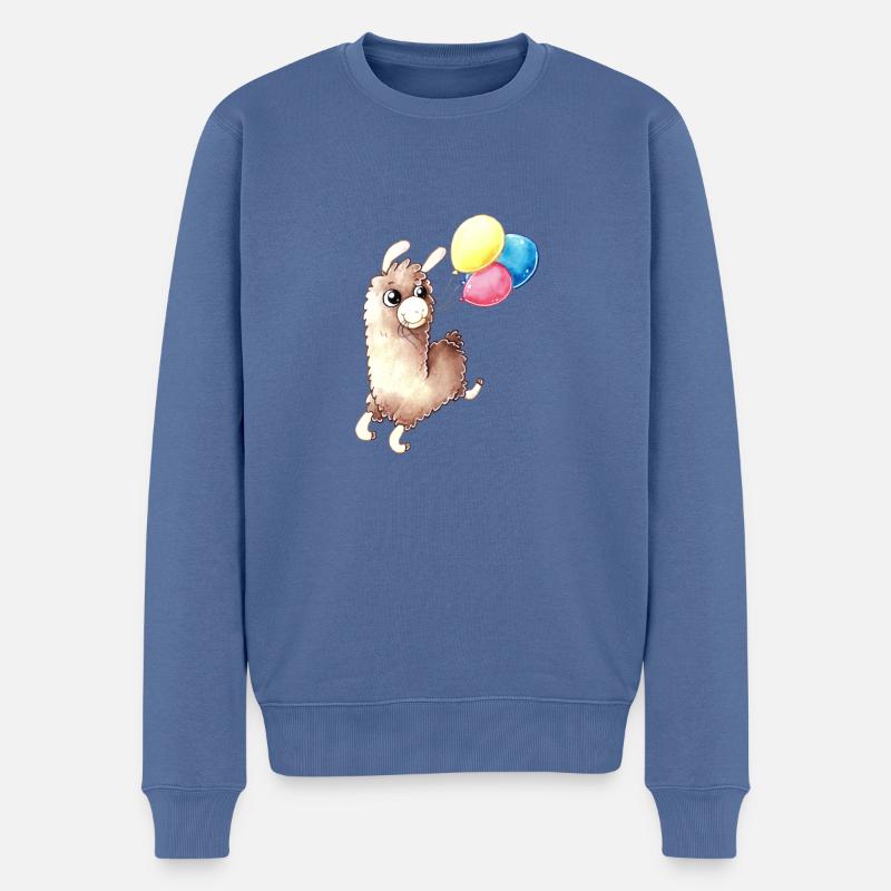 Geburtstags Alpaka - Männer Premium Bio Pullover - Taubenblau