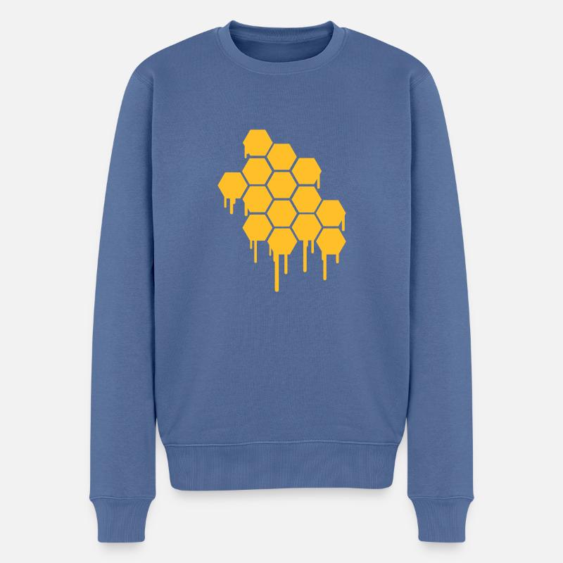 Honeycombs Pattern - Pull Premium bio Homme - bleu pigeon