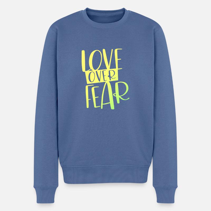 love over fear - Männer Premium Bio Pullover - Taubenblau