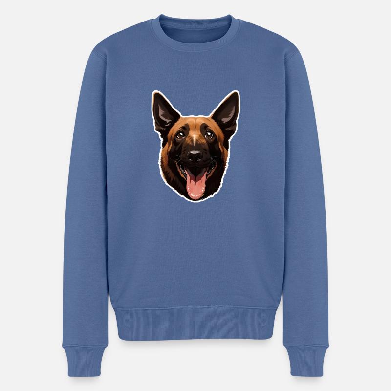 berger belge Malinois - Pull Premium bio Homme - bleu pigeon