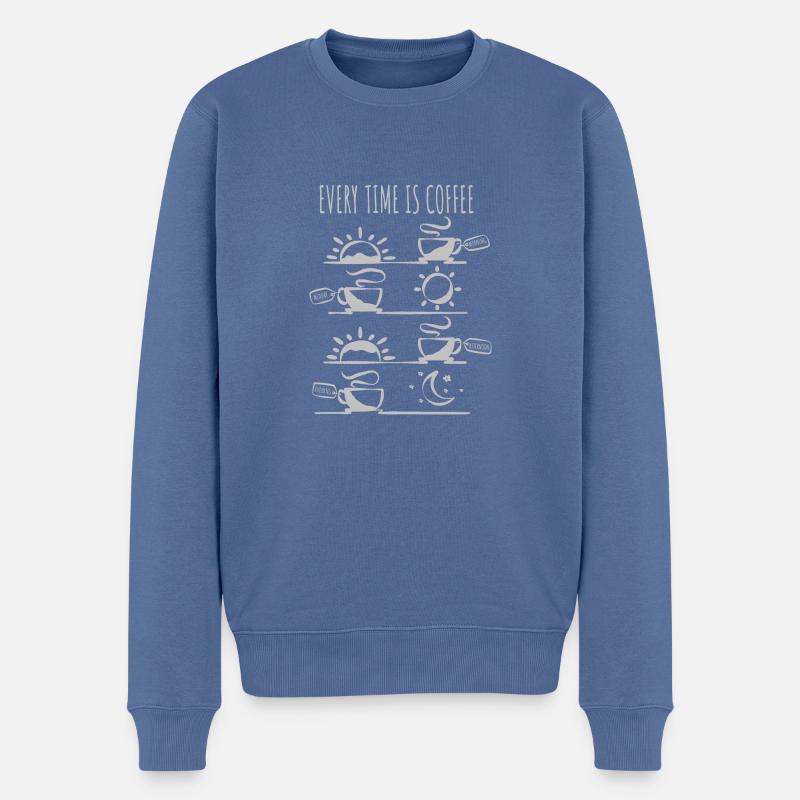 Jedes Mal ist Kaffee - Grau - Männer Premium Bio Pullover - Taubenblau