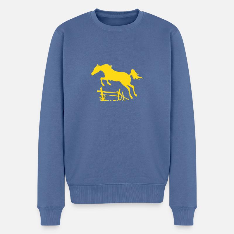 Springendes Pferd - Männer Premium Bio Pullover - Taubenblau